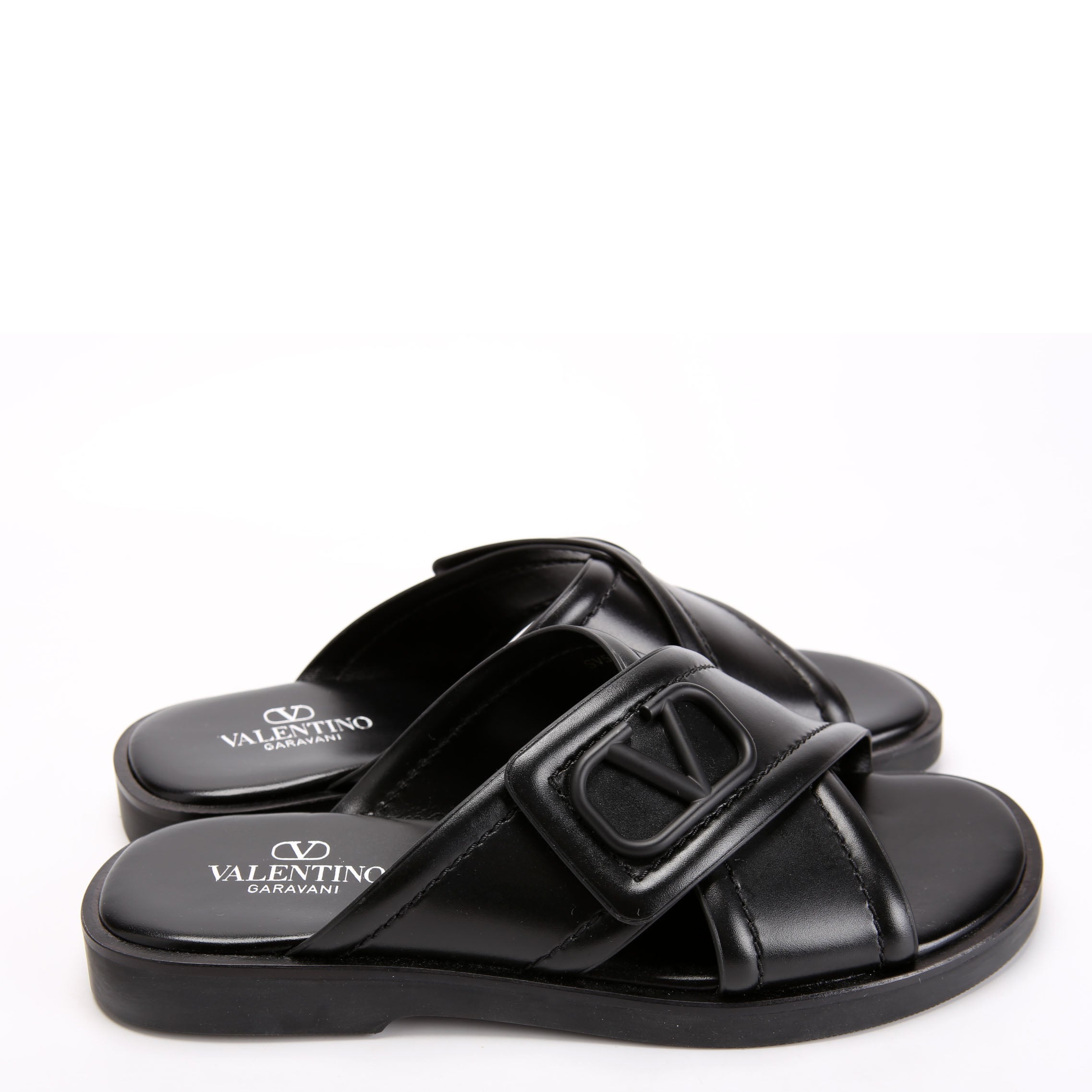 V Logo Crisscross Sandals Size 41.5 Black