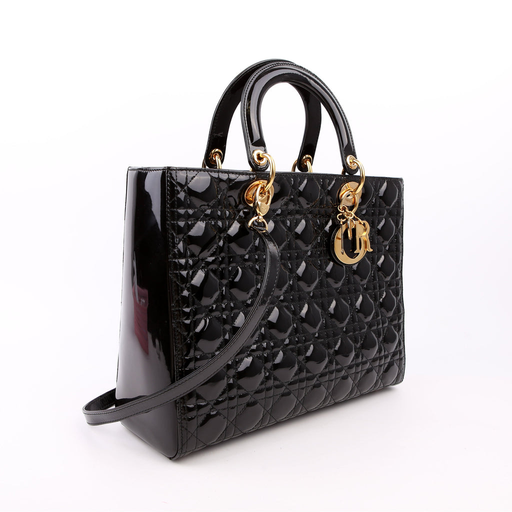 Lady Dior Large Patent Black
