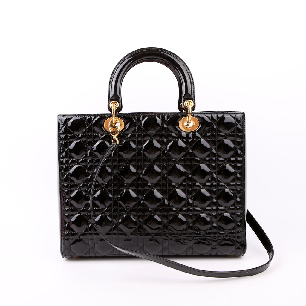 Lady Dior Large Patent Black
