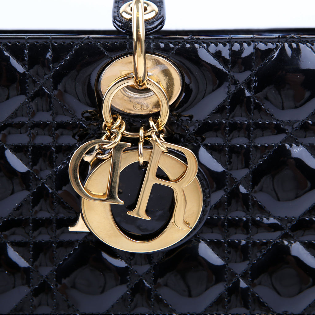 Lady Dior Large Patent Black