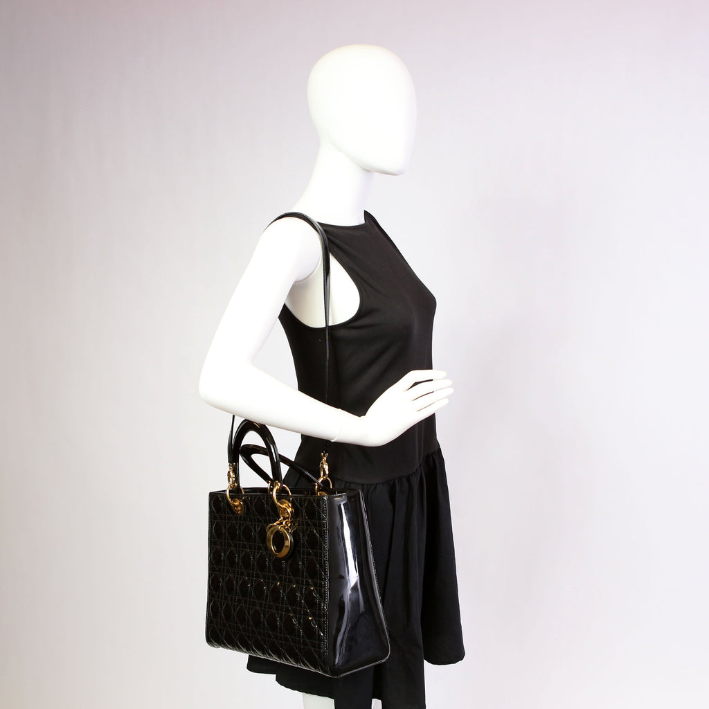 Lady Dior Large Patent Black