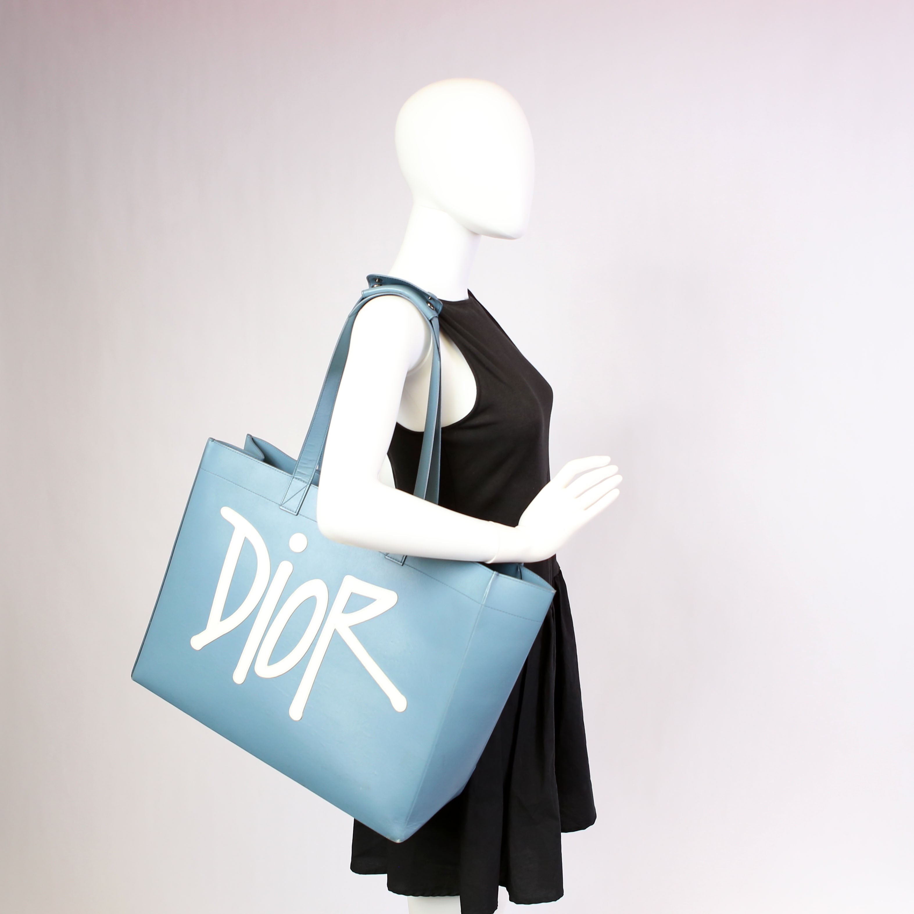 Dior Logo Tote Shawn Stussy Large Blue