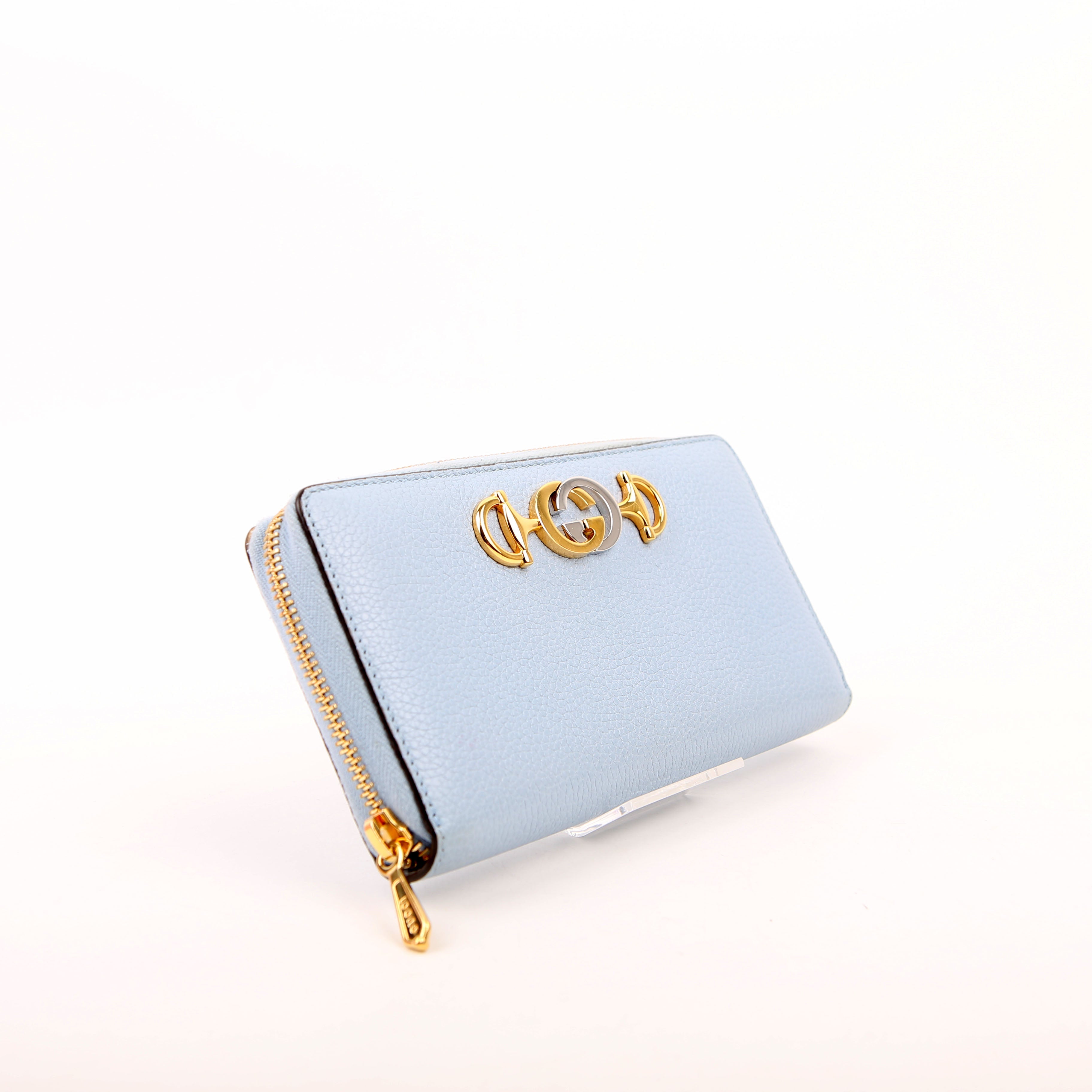 Gucci 570661 Zumi Zip Around Wallet Blue