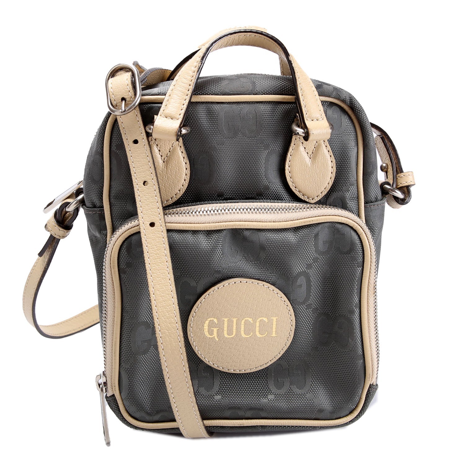 Gucci 625850 GG Nylon Off The Grid Shoulder Bag Grey/Beige