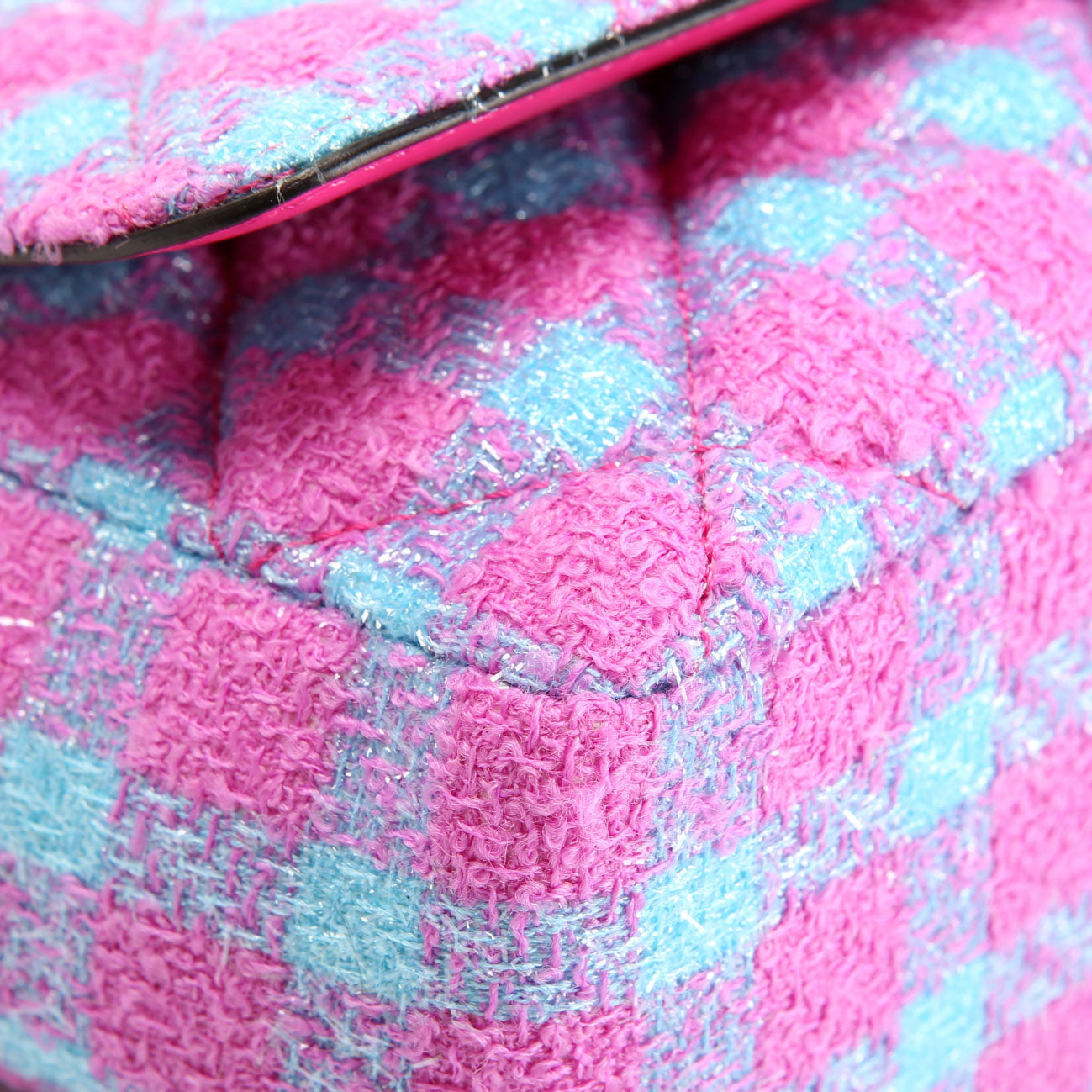 La Medusa Chain Flap Quilted Tweed Purple/Teal