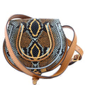 Marcie Saddle Bag Crossbody Small Snakeskin Brown/Blue
