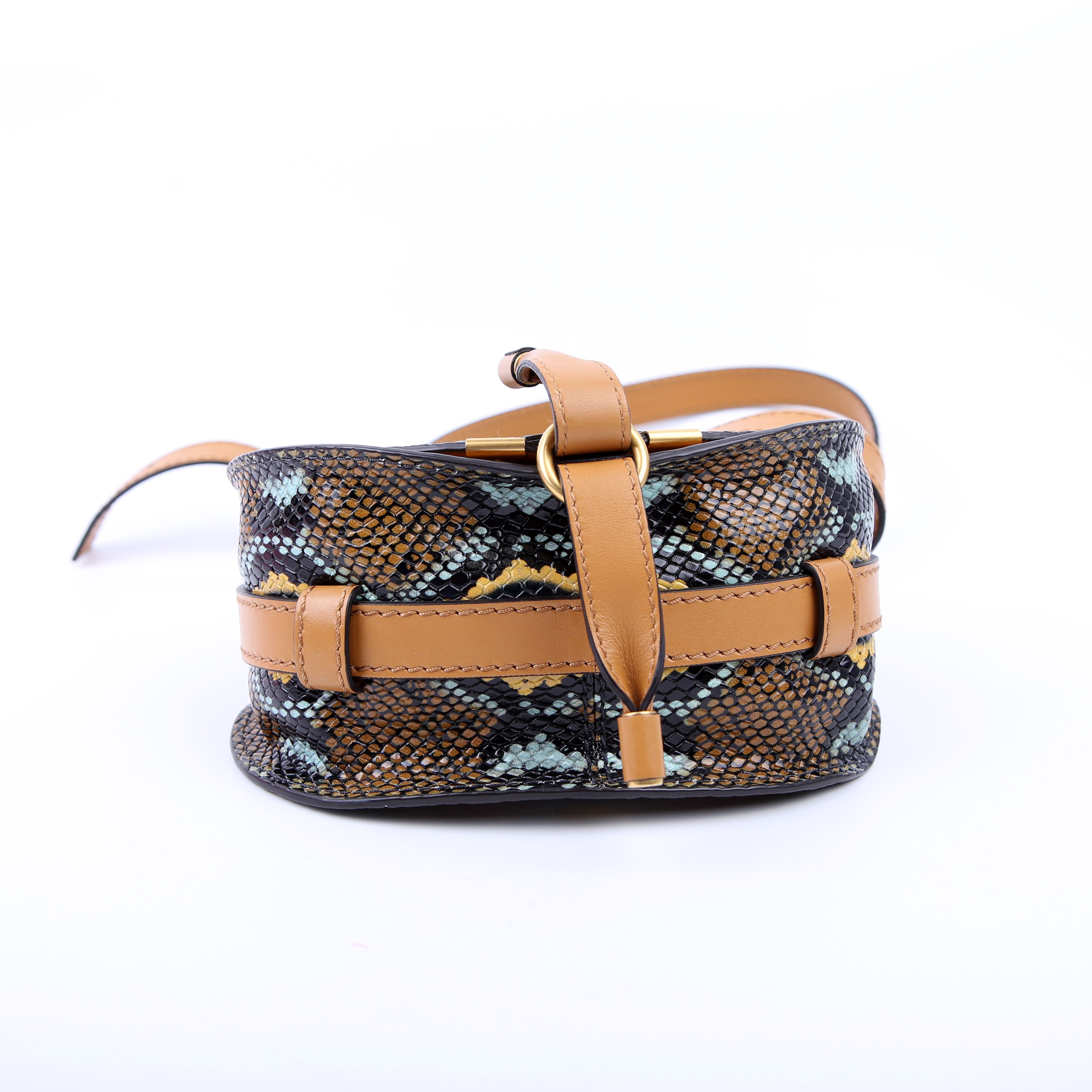Marcie Saddle Bag Crossbody Small Snakeskin Brown/Blue