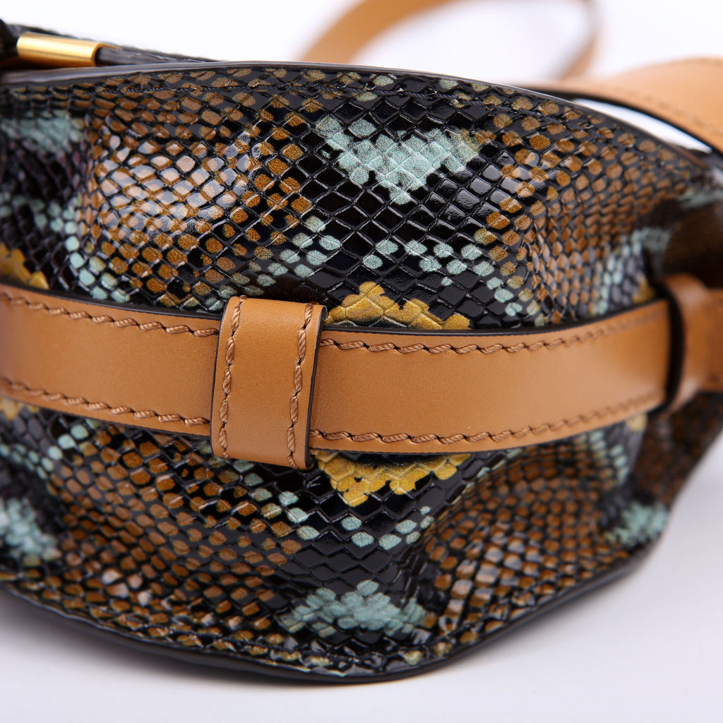 Marcie Saddle Bag Crossbody Small Snakeskin Brown/Blue