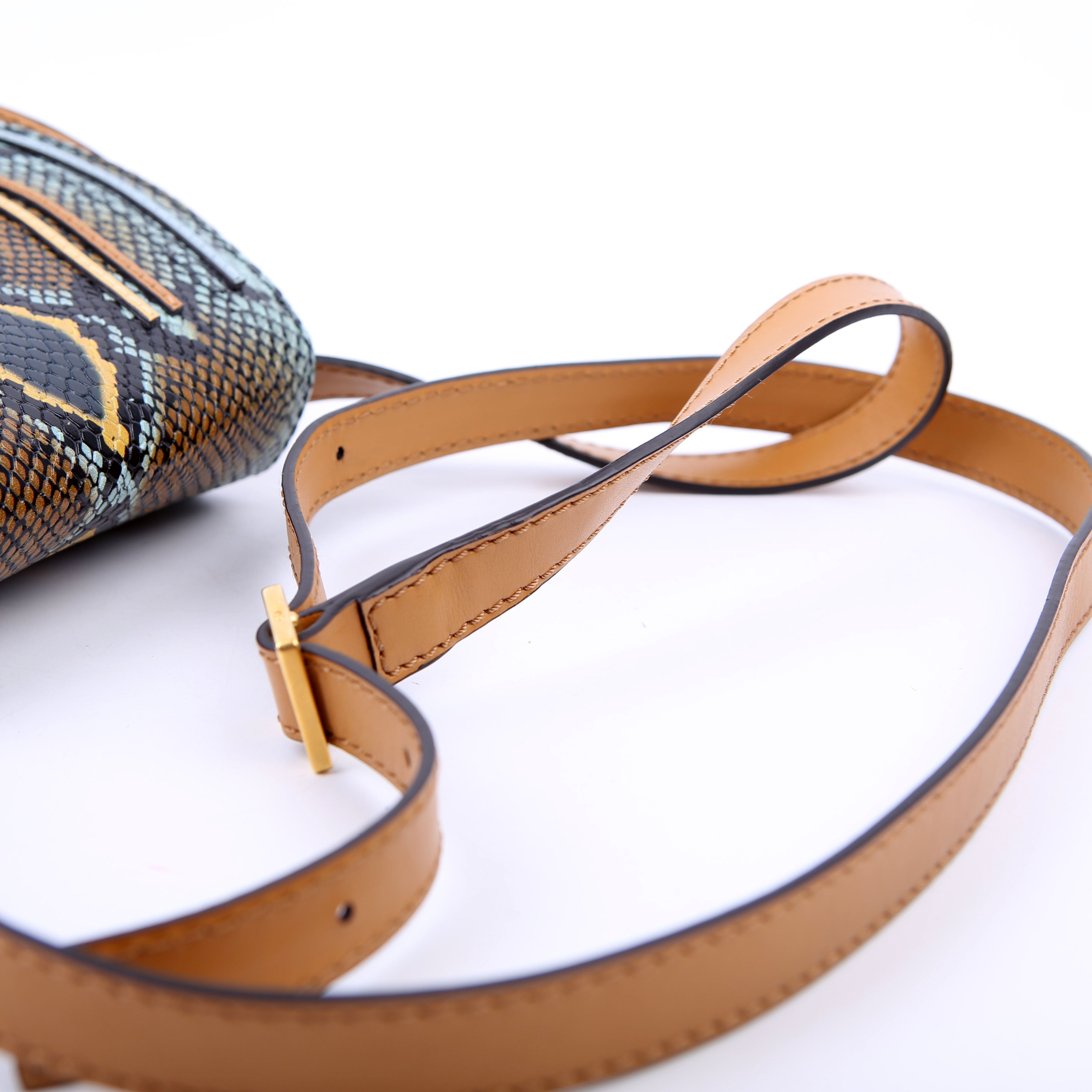 Marcie Saddle Bag Crossbody Small Snakeskin Brown/Blue