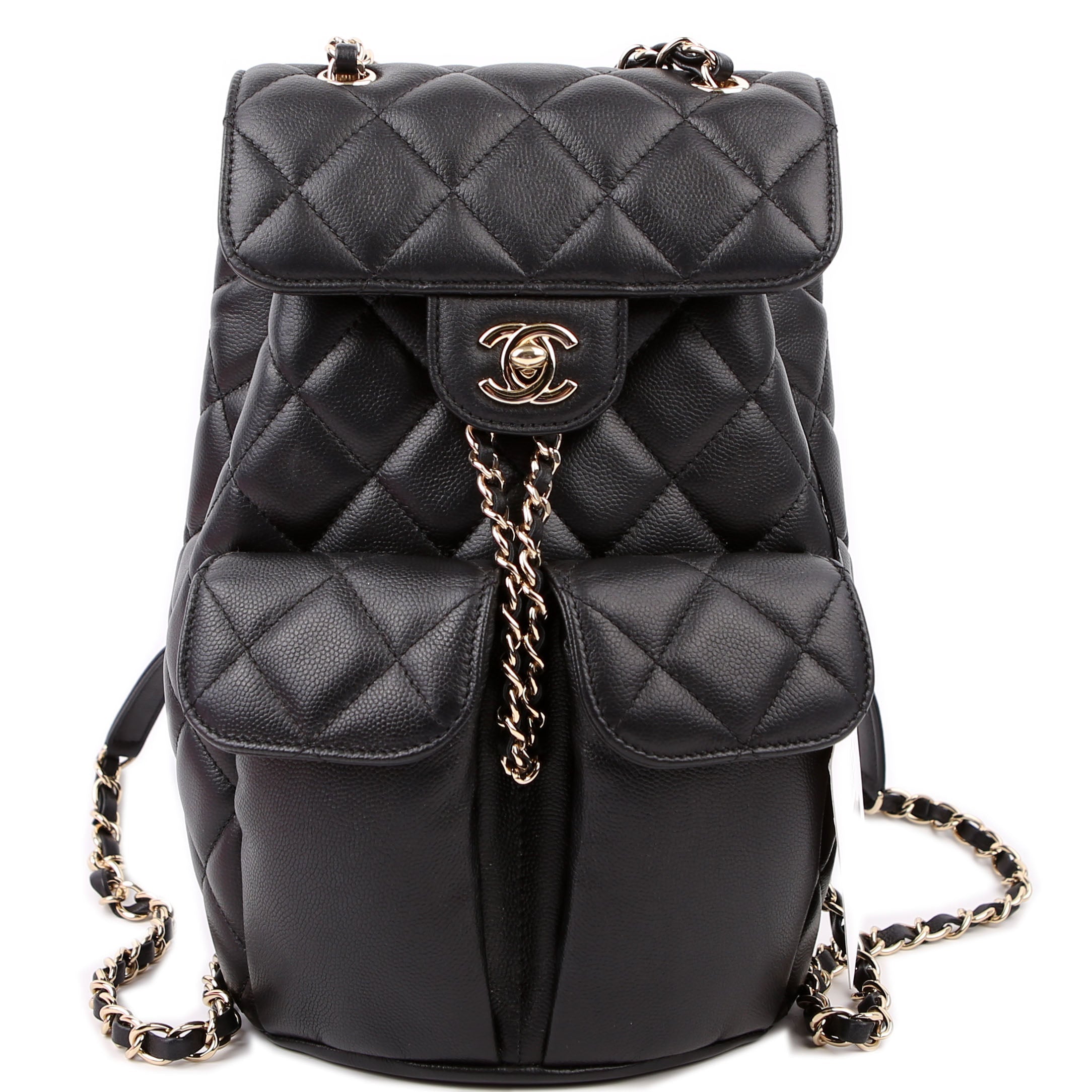 Duma Drawstring Backpack Small Caviar RFID Black