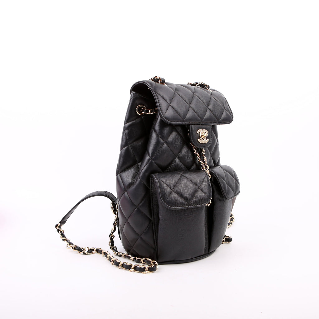 Duma Drawstring Backpack Small Caviar RFID Black