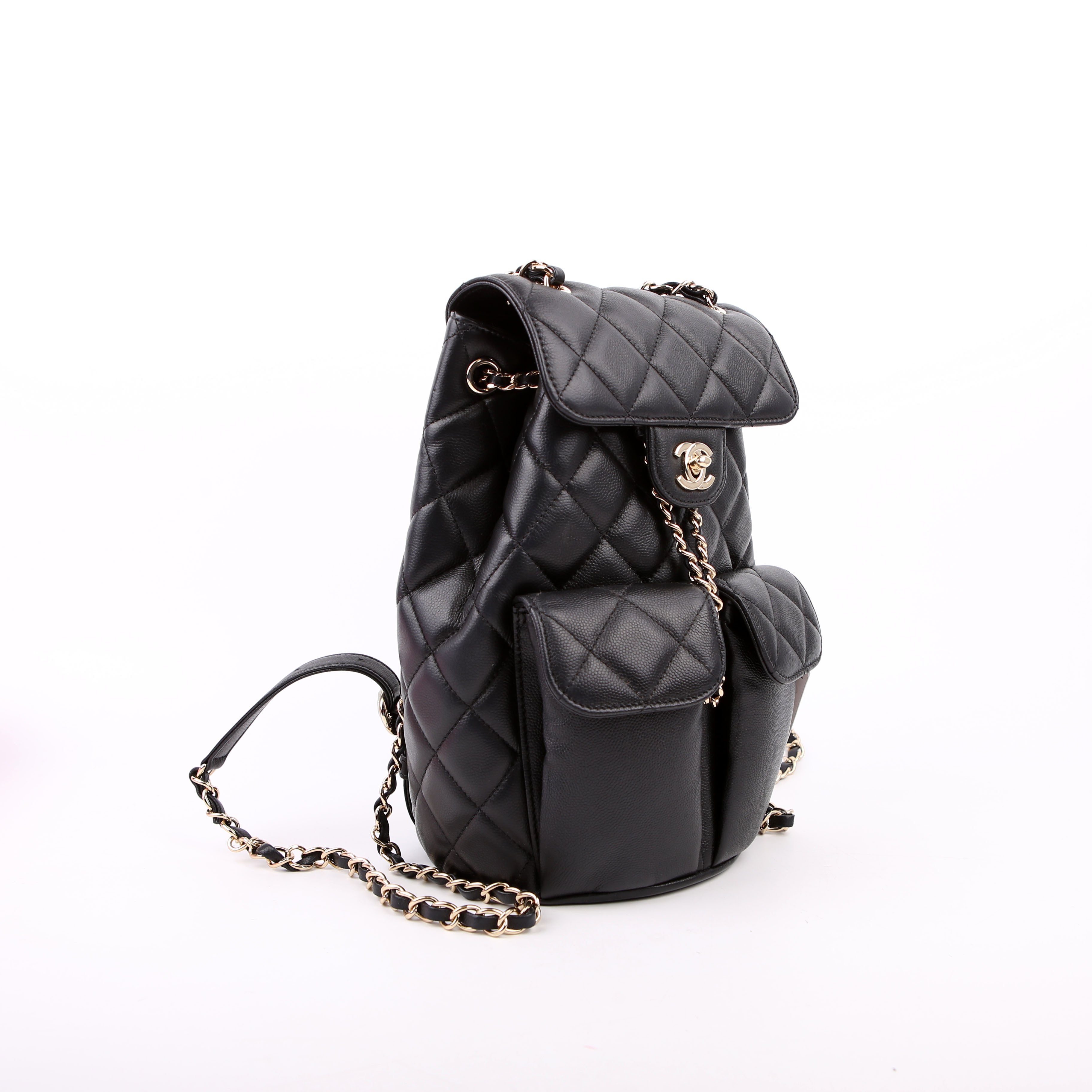 Duma Drawstring Backpack Small Caviar RFID Black