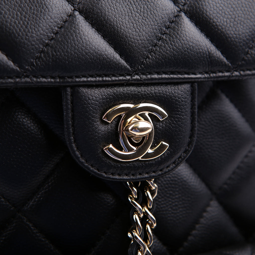 Duma Drawstring Backpack Small Caviar RFID Black
