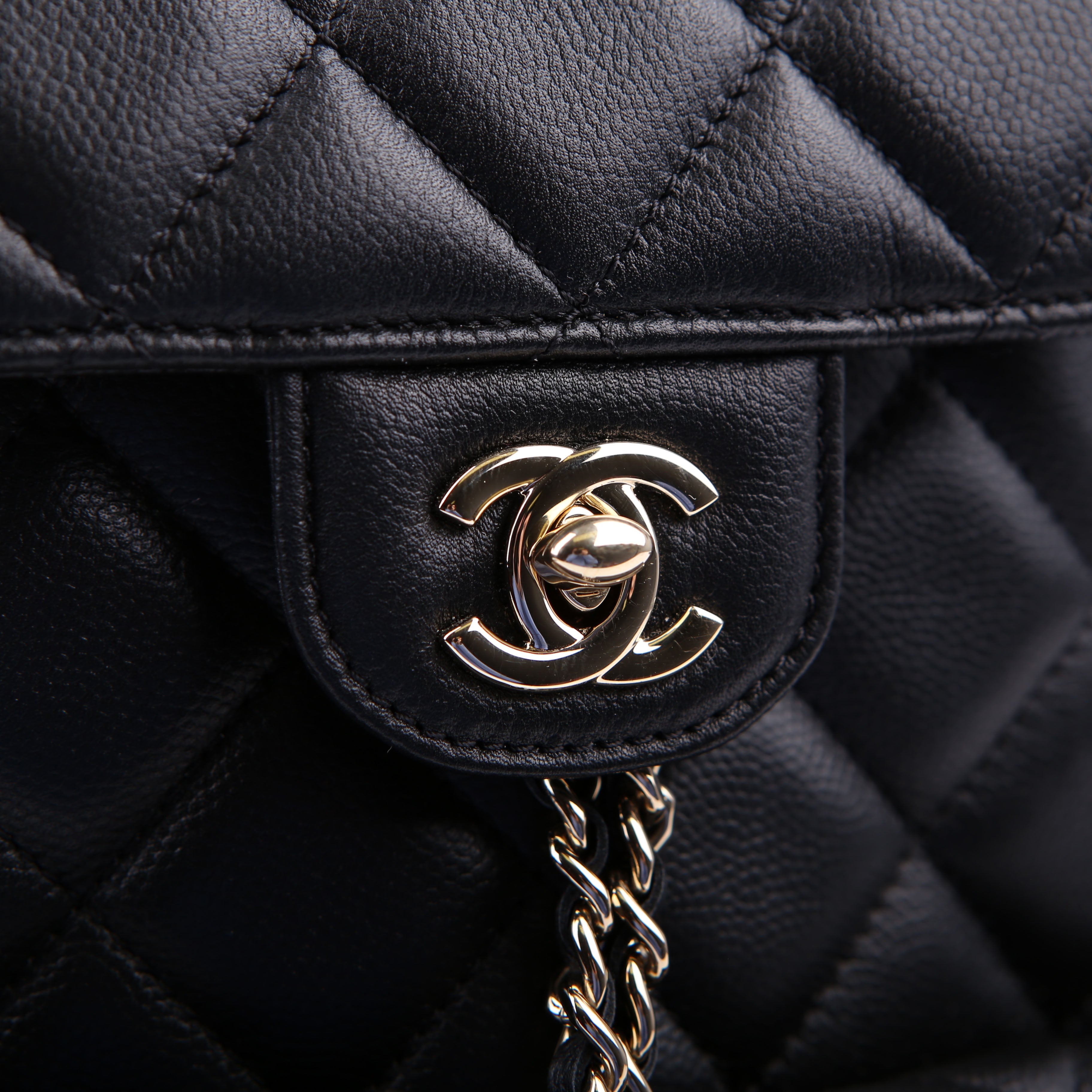 Duma Drawstring Backpack Small Caviar RFID Black