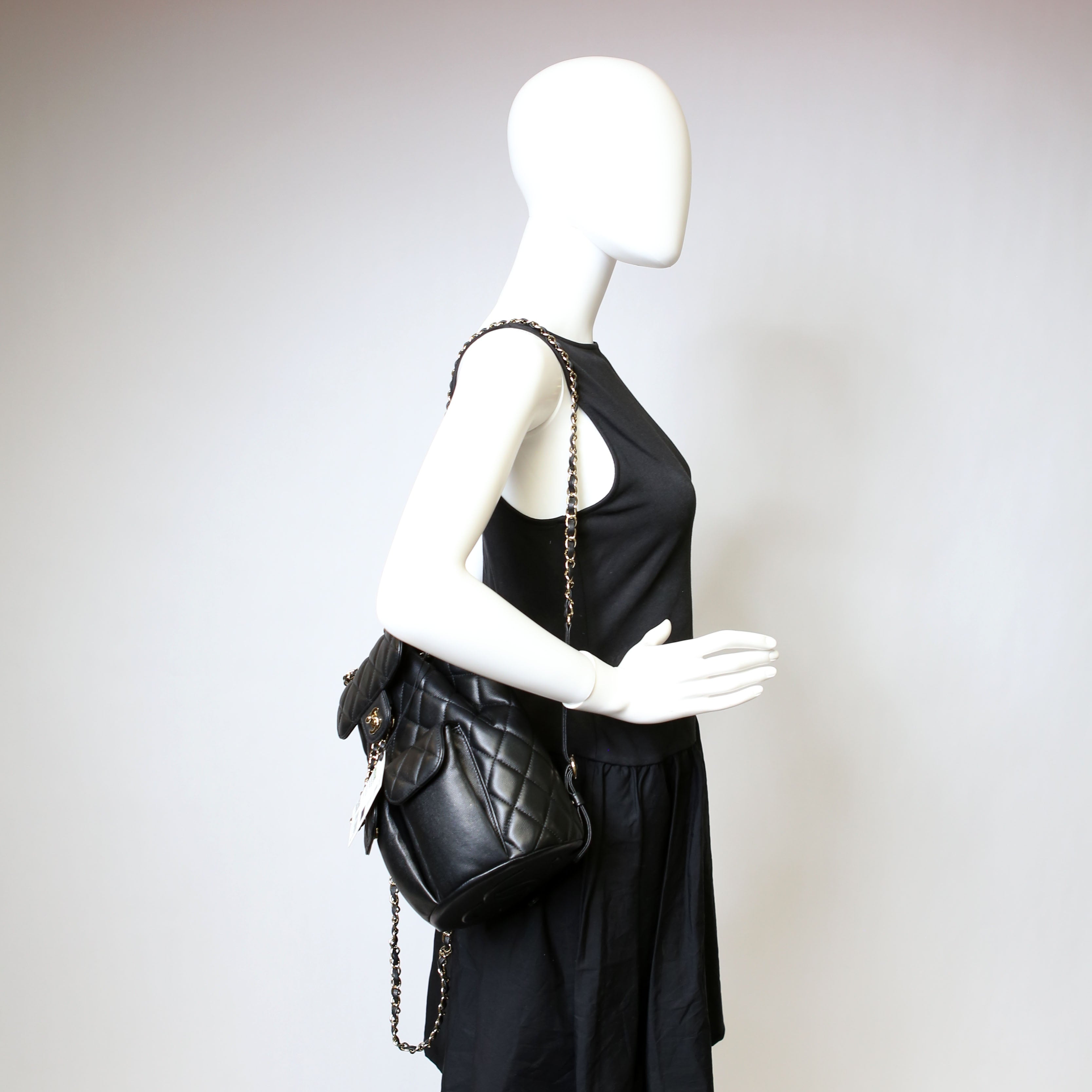 Duma Drawstring Backpack Small Caviar RFID Black