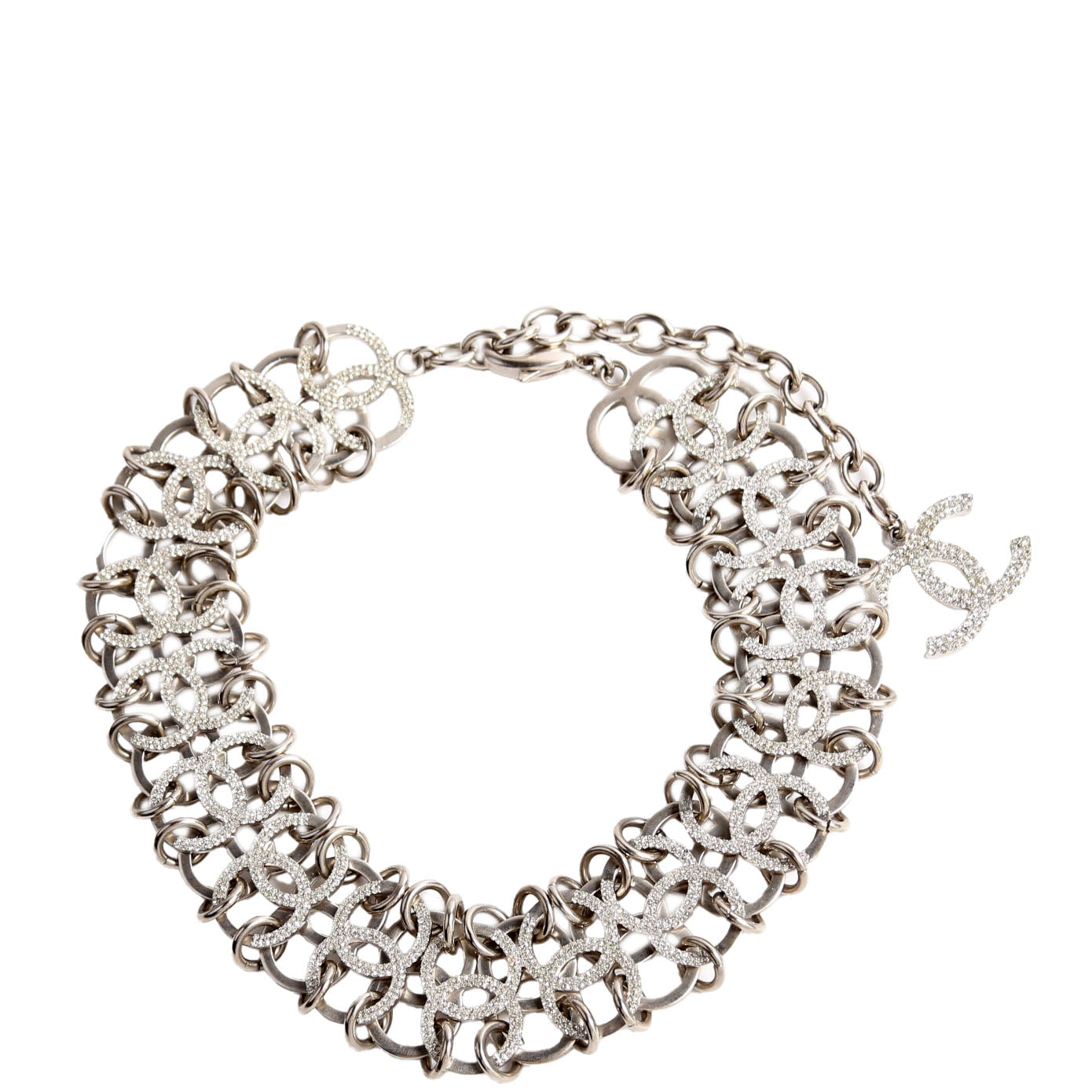 CC Chain Link Collar Necklace Silver