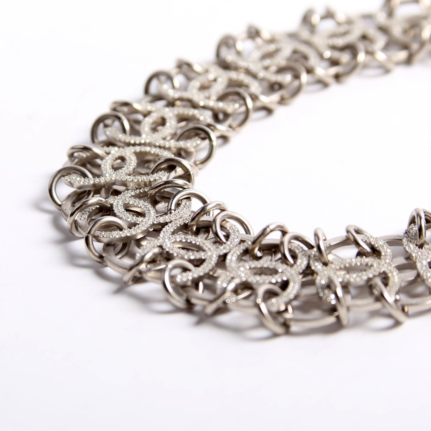 CC Chain Link Collar Necklace Silver