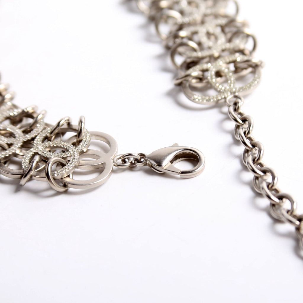 CC Chain Link Collar Necklace Silver