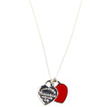 Please Return Small Double Enamel Heart Necklace 925 Red