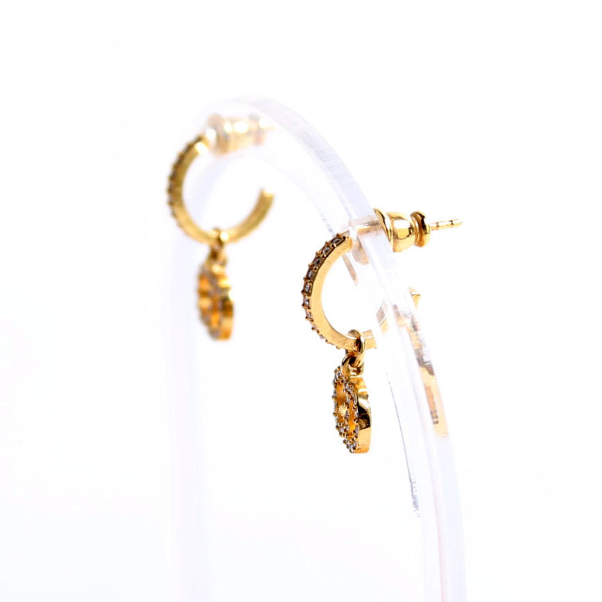 Clair D Lune Crystal Hoop Earrings Gold