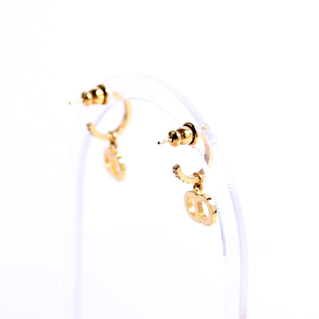 Clair D Lune Crystal Hoop Earrings Gold