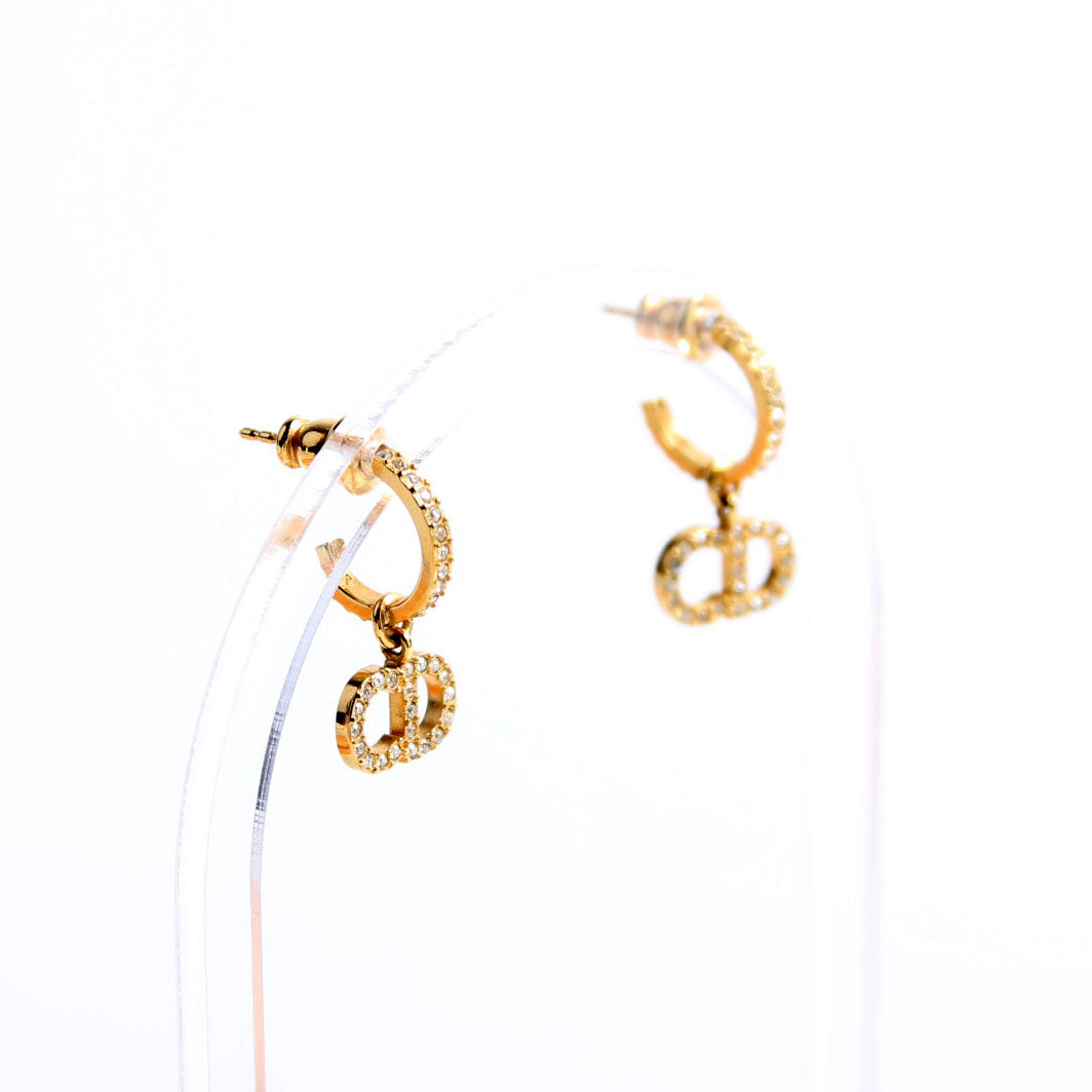 Clair D Lune Crystal Hoop Earrings Gold