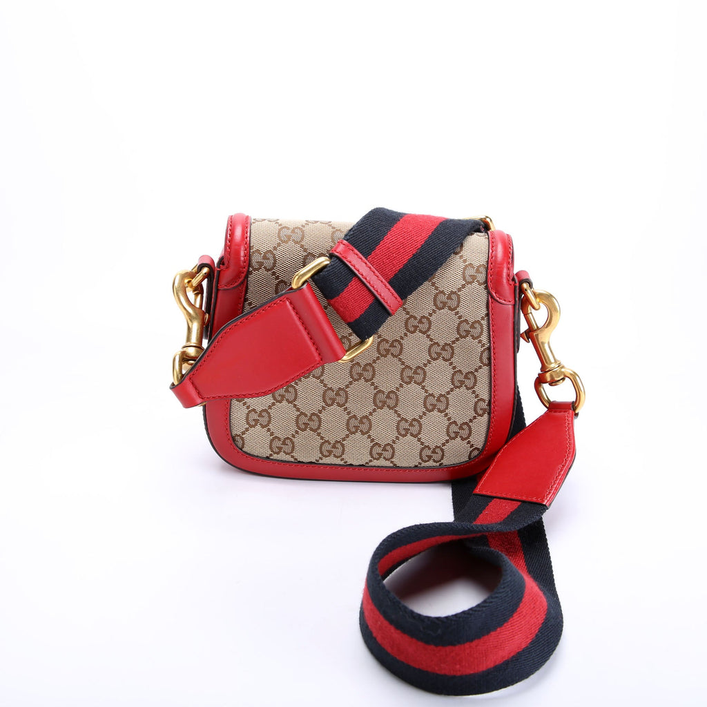 Gucci 384821 GG Canvas Lady Web Small Shoulder Bag Red