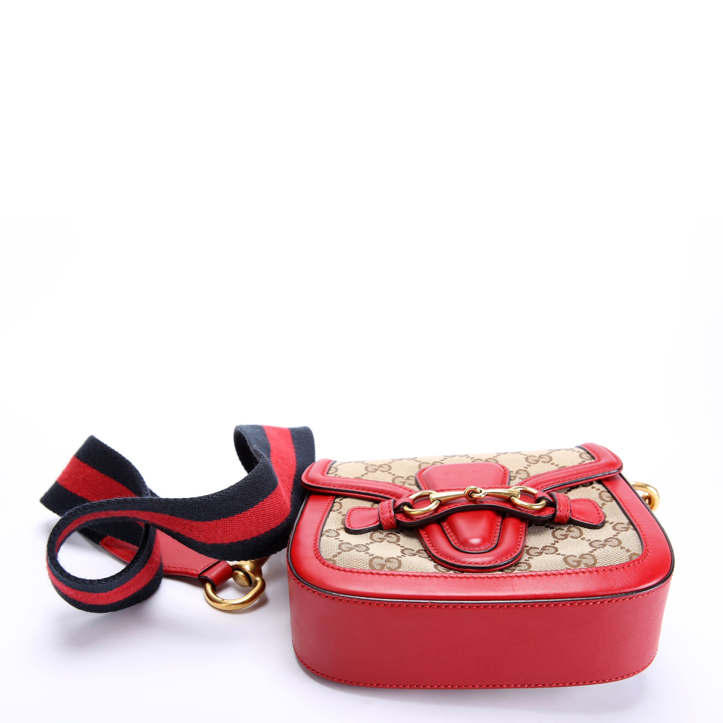 Gucci 384821 GG Canvas Lady Web Small Shoulder Bag Red
