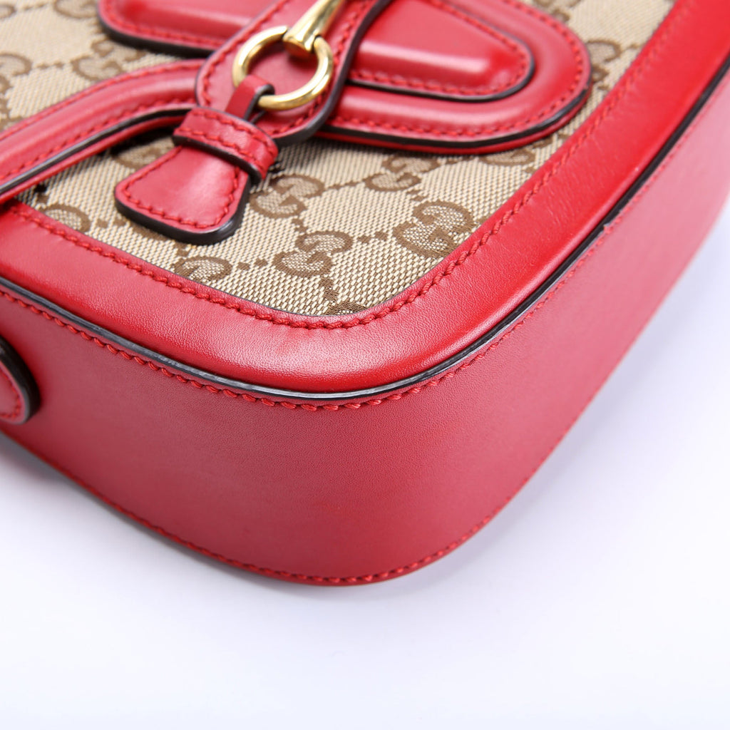 Gucci 384821 GG Canvas Lady Web Small Shoulder Bag Red