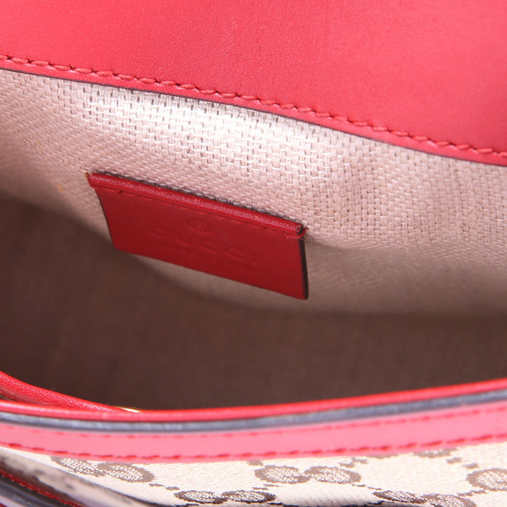 Gucci 384821 GG Canvas Lady Web Small Shoulder Bag Red
