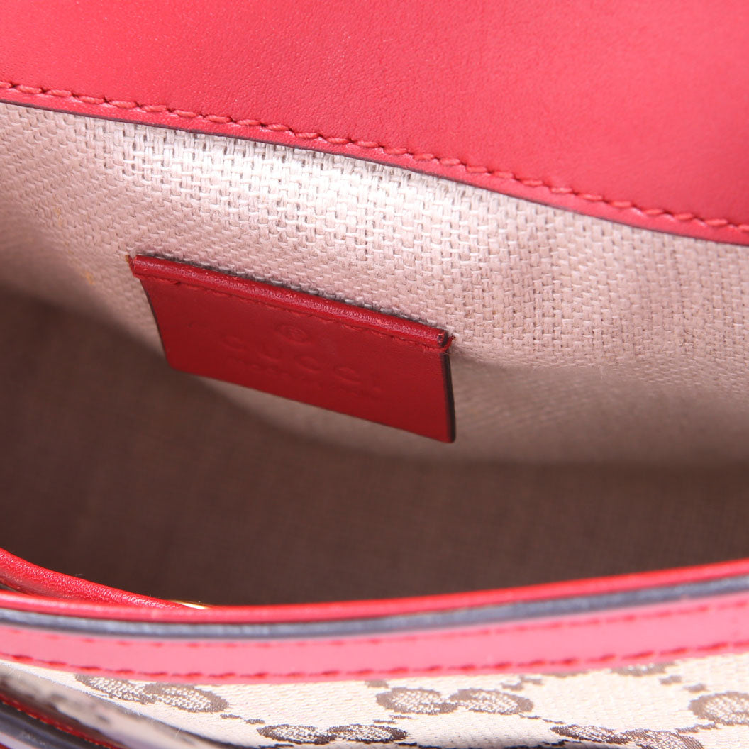 Gucci 384821 GG Canvas Lady Web Small Shoulder Bag Red
