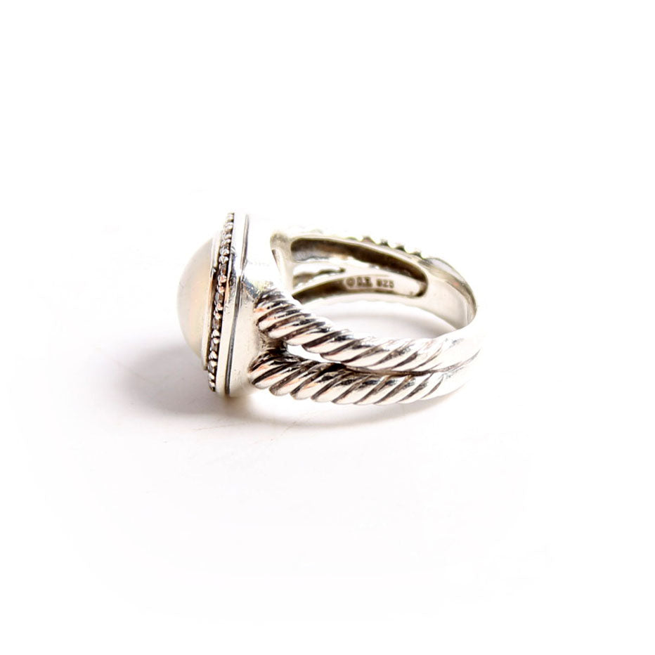 Albion 12MM Ring 925/Pave/Mother Of Pearl Size 9
