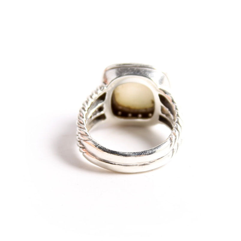 Albion 12MM Ring 925/Pave/Mother Of Pearl Size 9
