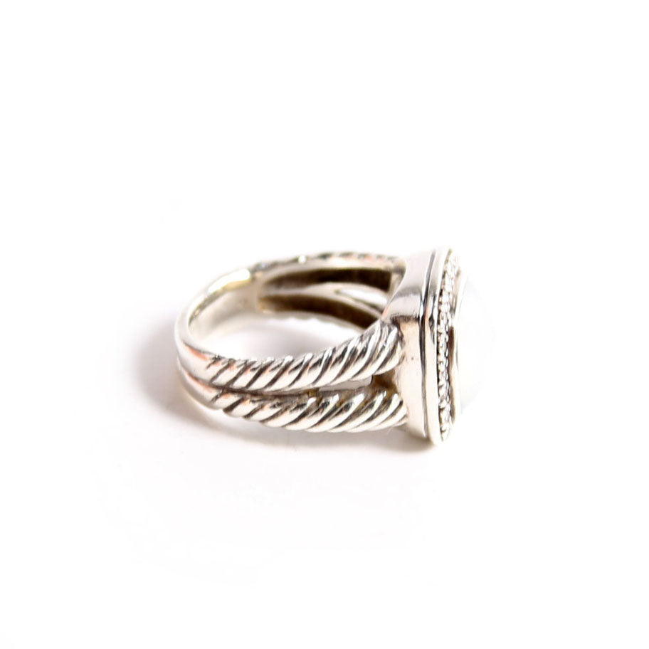 Albion 12MM Ring 925/Pave/Mother Of Pearl Size 9