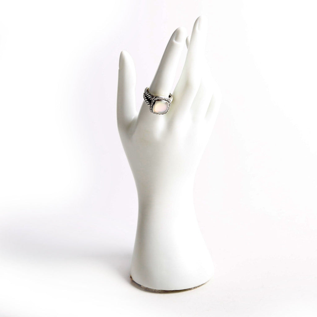 Albion 12MM Ring 925/Pave/Mother Of Pearl Size 9