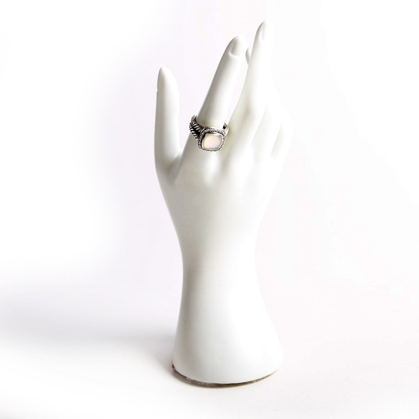 Albion 12MM Ring 925/Pave/Mother Of Pearl Size 9