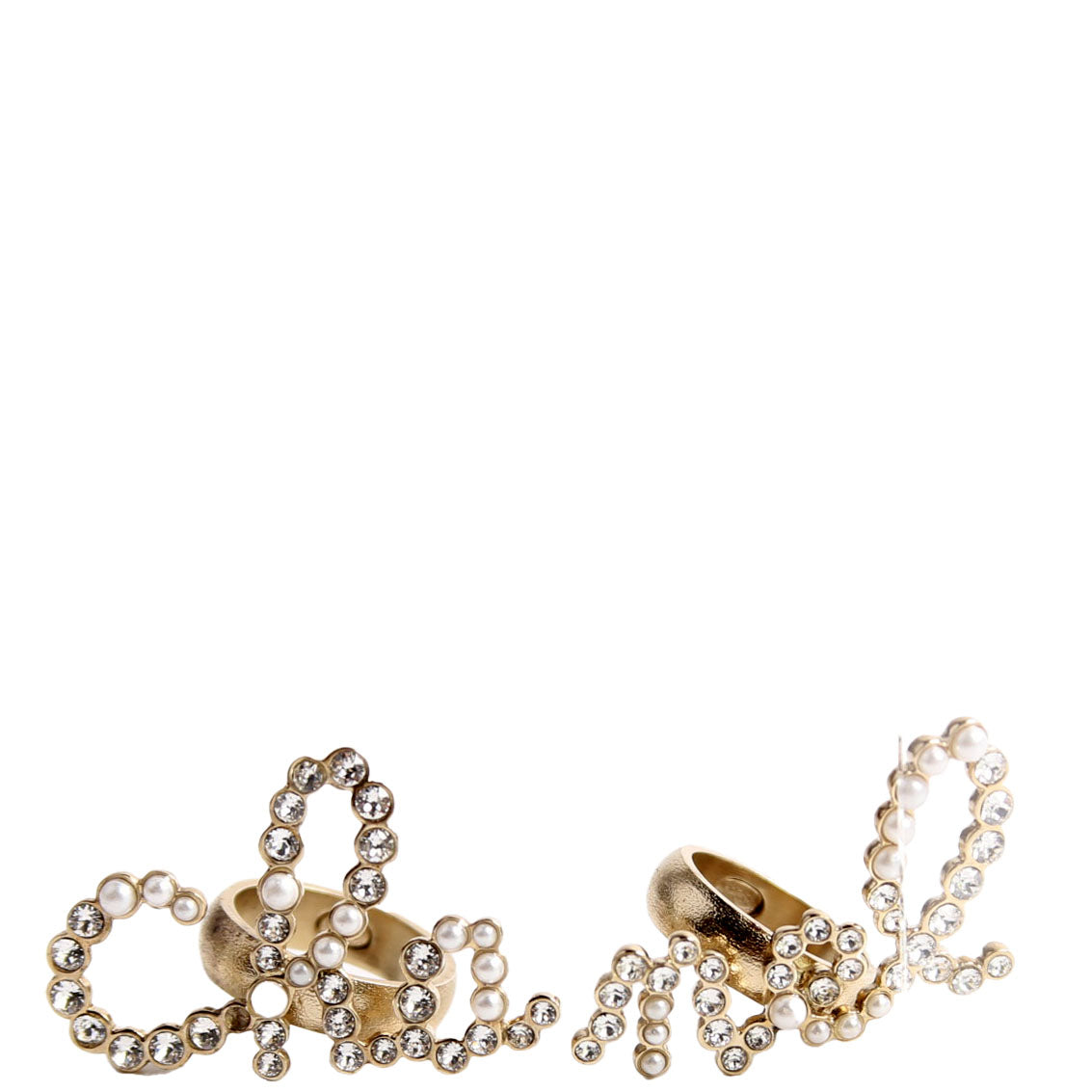 Cursive Logo Ring Faux Pearl/Crytsal Set Size 7/8