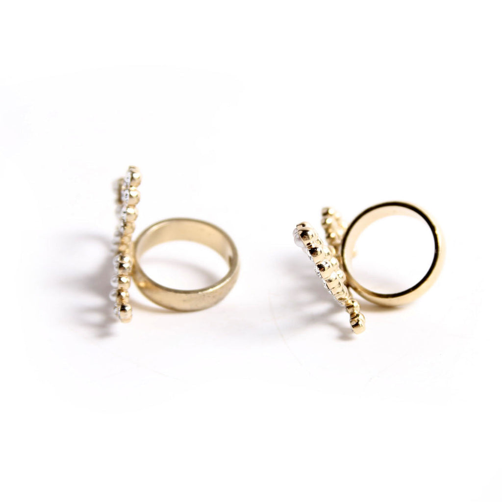 Cursive Logo Ring Faux Pearl/Crytsal Set Size 7/8