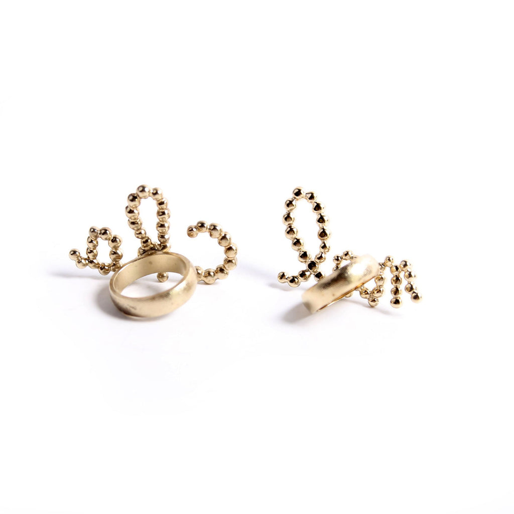 Cursive Logo Ring Faux Pearl/Crytsal Set Size 7/8