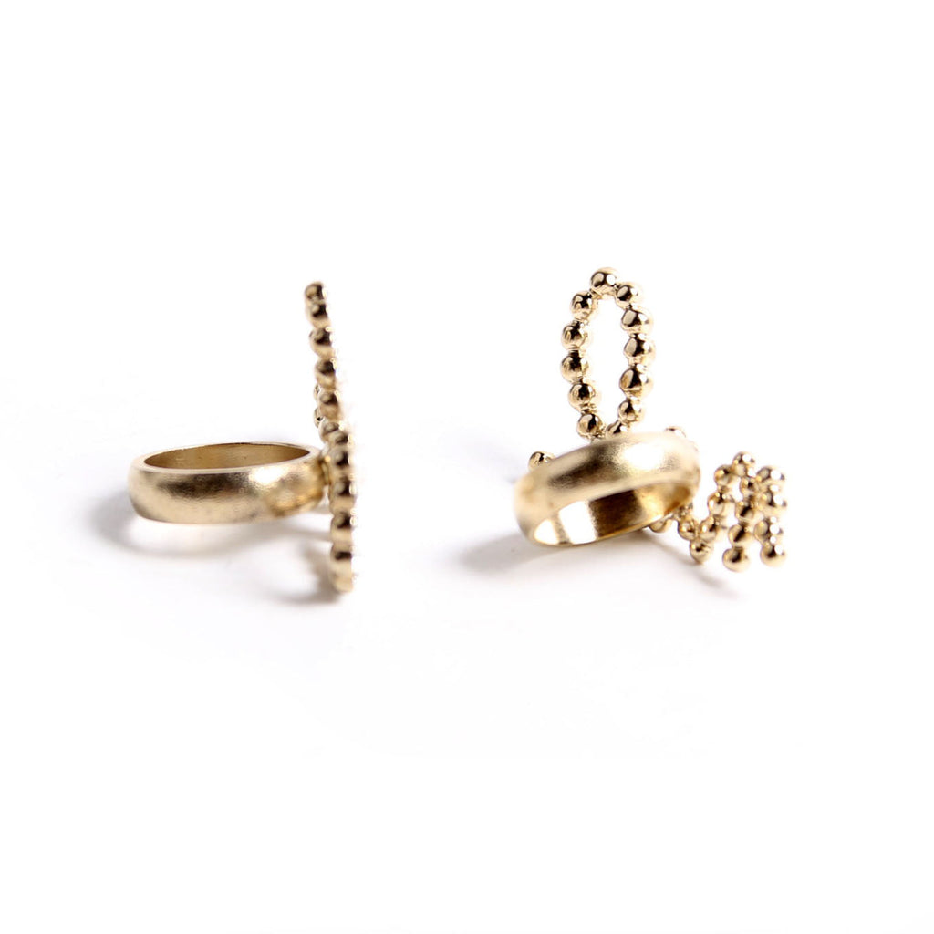 Cursive Logo Ring Faux Pearl/Crytsal Set Size 7/8