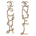 CC Logo Script Drop Earrings Gold