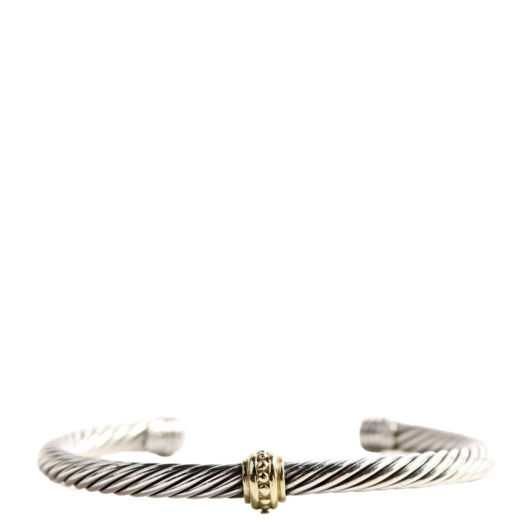 Cable Station Cuff Bracelet 925/585/Pave