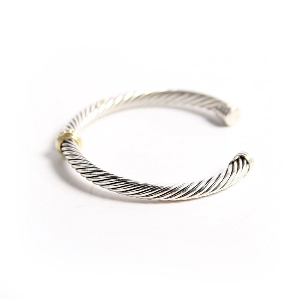 Cable Station Cuff Bracelet 925/585/Pave