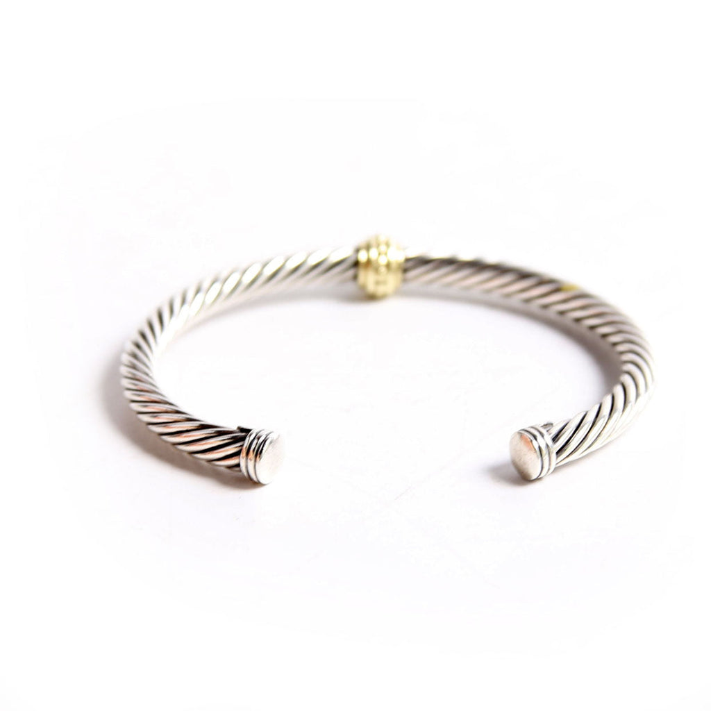 Cable Station Cuff Bracelet 925/585/Pave
