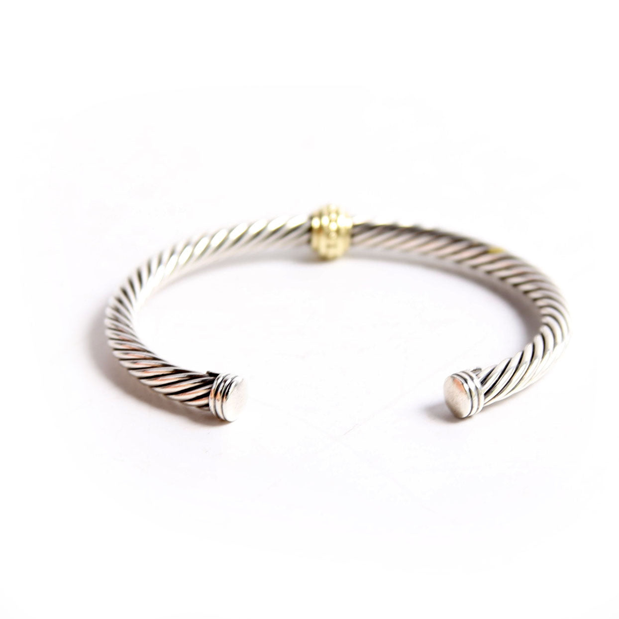 Cable Station Cuff Bracelet 925/585/Pave