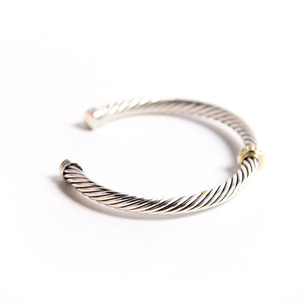 Cable Station Cuff Bracelet 925/585/Pave