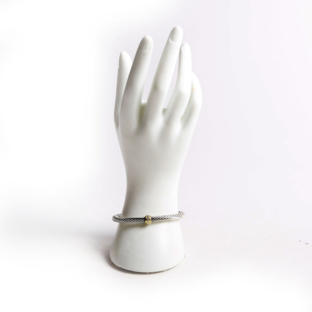 Cable Station Cuff Bracelet 925/585/Pave