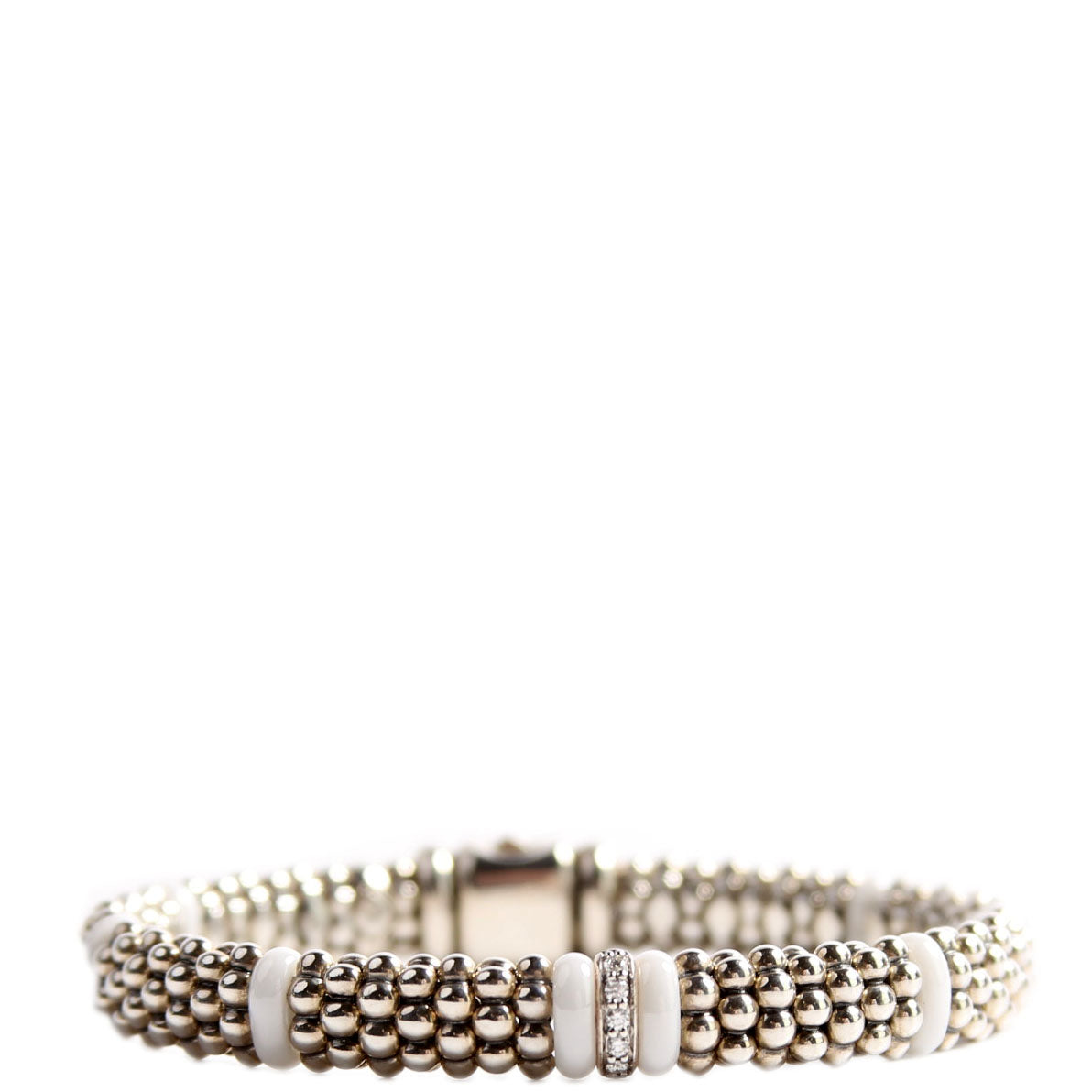 Ceramic Single Station 9MM Bracelet 925/Diamond/Caviar