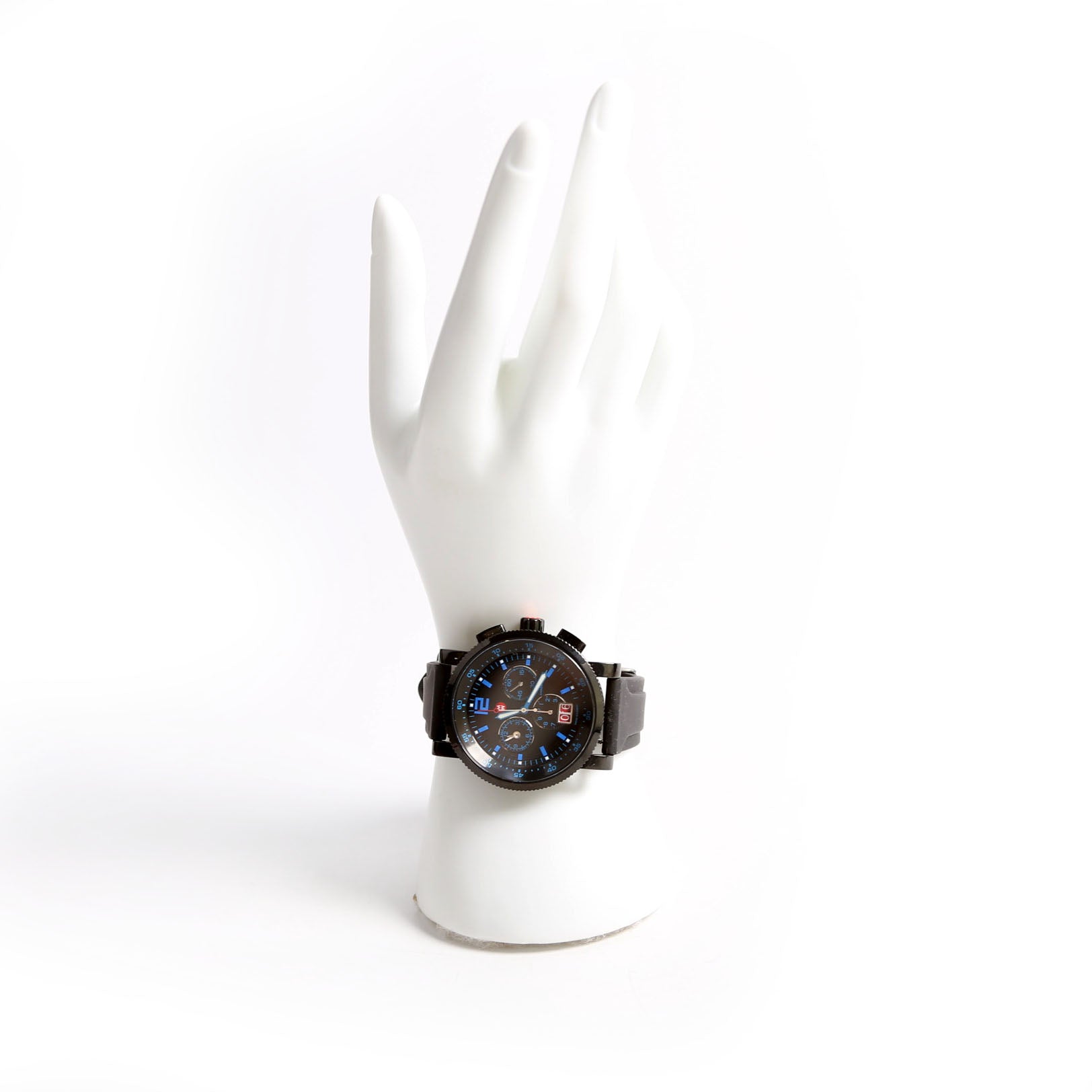 Chronograph Noir With Rubber Strap Watch Black/Blue