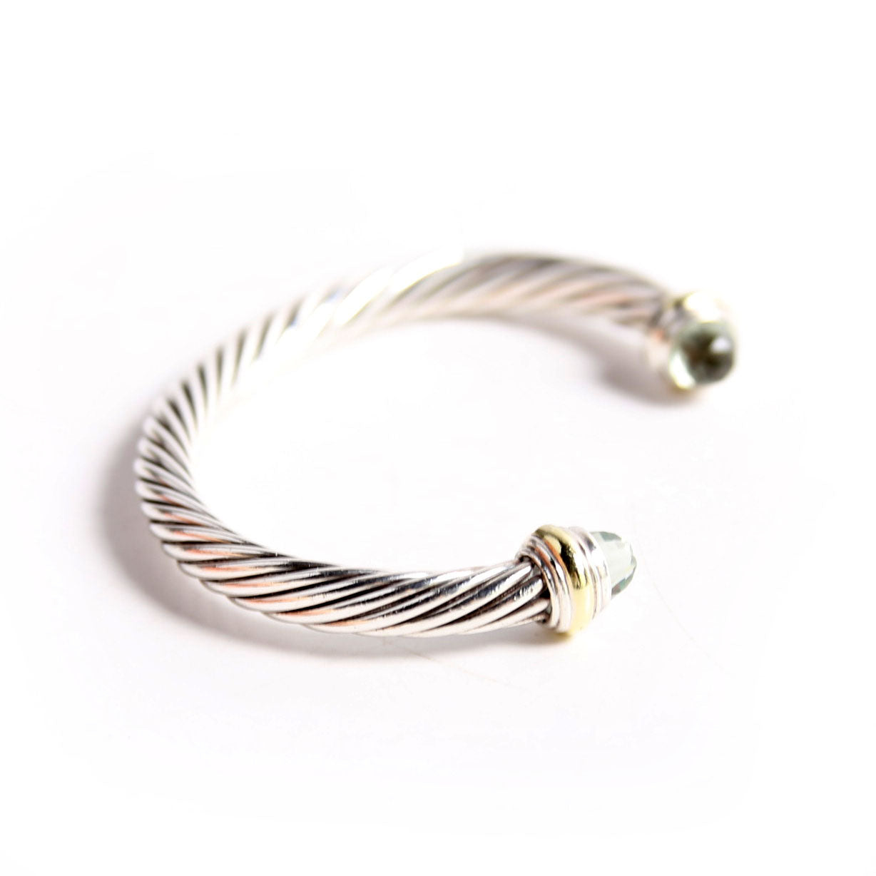 Classic Cable 7MM Bracelet, 925/585/Prasiolite